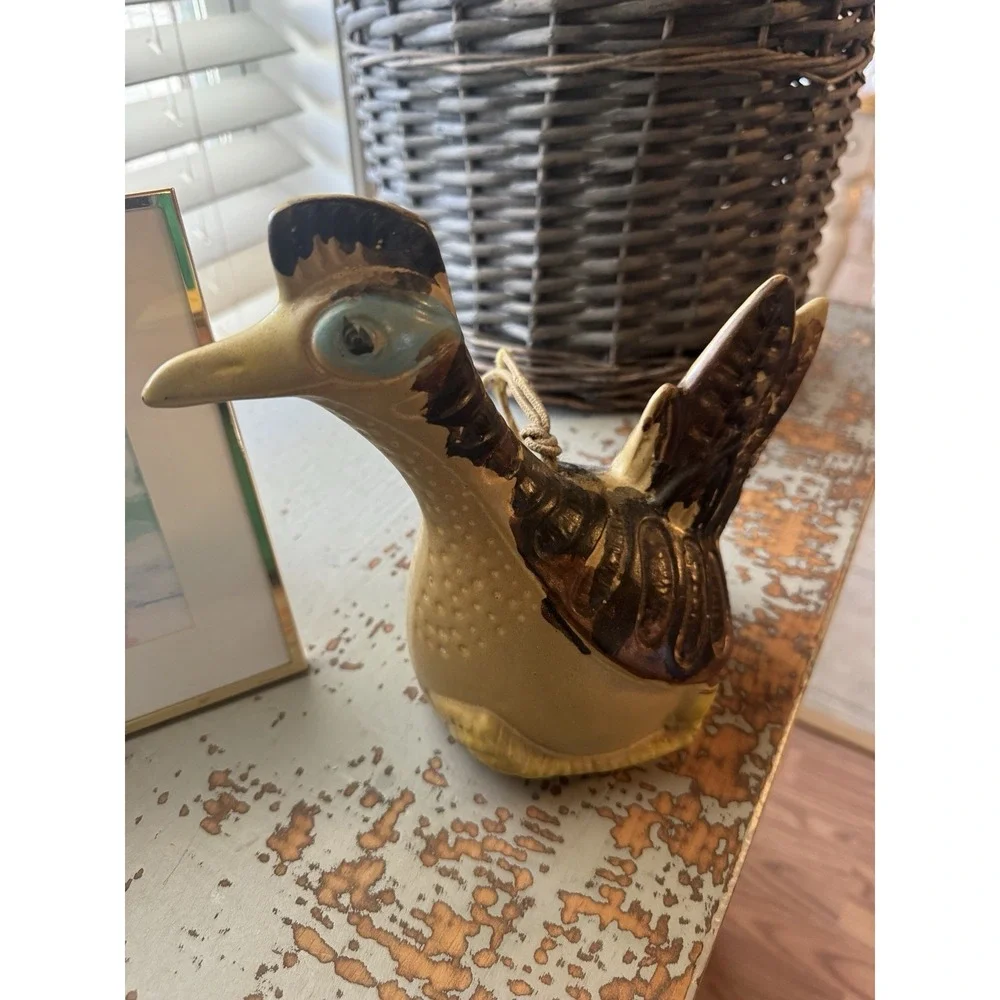 Vintage Pacific Stoneware Wind Chime Roadrunner 1973 Yellow Bird Hanging